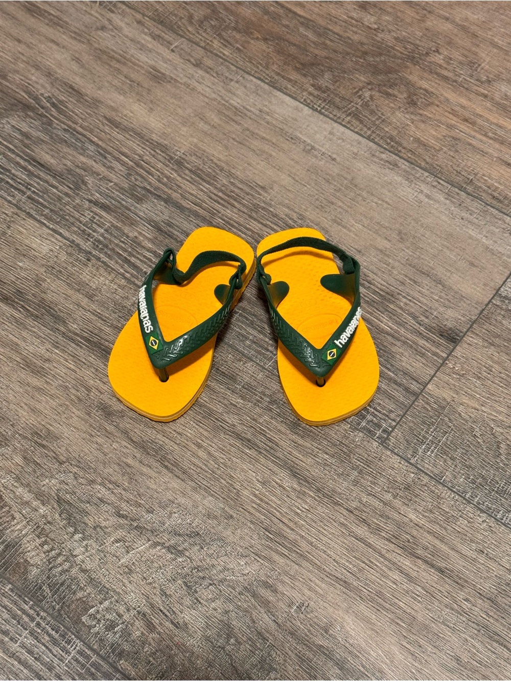 Havaianas Kids Yellow Flip Flops with Green Straps